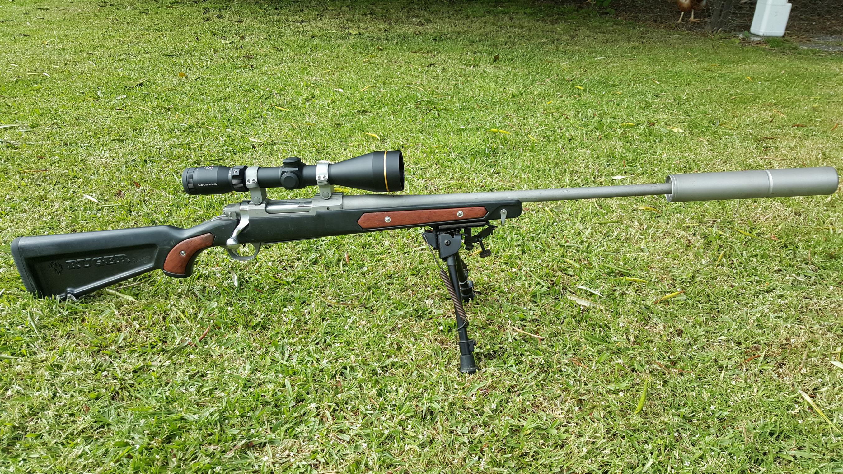 Name:  Ruger M77 Hawkeye .243 Matt SS Custom Skeleton Stock 3-9x50 Leupold VX-R LVR   MAE CPBLS Suppres.jpg
Views: 856
Size:  1.28 MB